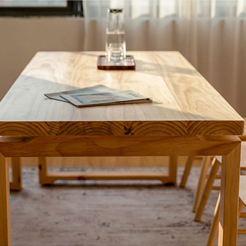 Burlywood Rectangular Solid Wood Dining Table, 29.53"H x 70.87"L x 31.5"W