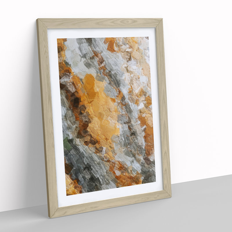 Brown Sugar Abstract - Wall Art, 66cm H x 48cm W x 2cm D, Oak Framed, White