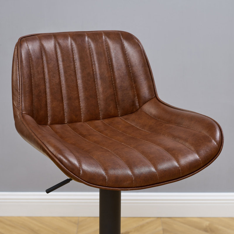 Tabouret pivotant à hauteur réglable Jaiven, Brun foncé, Tabouret de bar (siège d'une hauteur de 31,49 po)