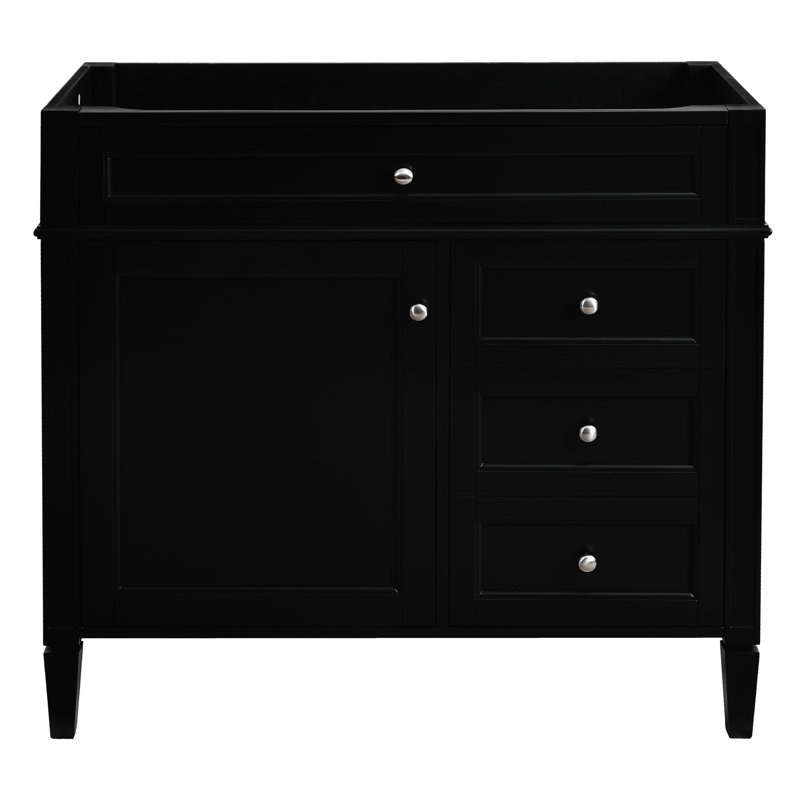 Meuble-lavabo 36 po, style moderne. 2 tiroirs et un tiroir basculant. Bois massif. . Noir Poids du produit: meuble-lavabo 72,87 lb, 36 po. &. Look séduisant