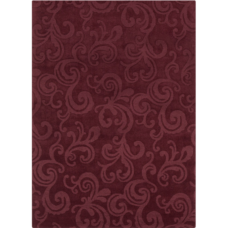 Tapis cramoisi et marron en laine touffeté à la main Kevinson Authentic, Rouge, Rectangulaire 7 pi x 10 pi