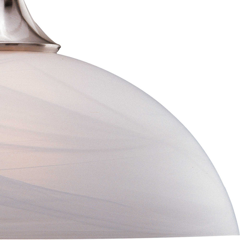 Ibtissem 1-Light Indoor Brushed Nickel Hanging Single Pendant with Alabaster Glass Bowl Shade, Brushed Nickel