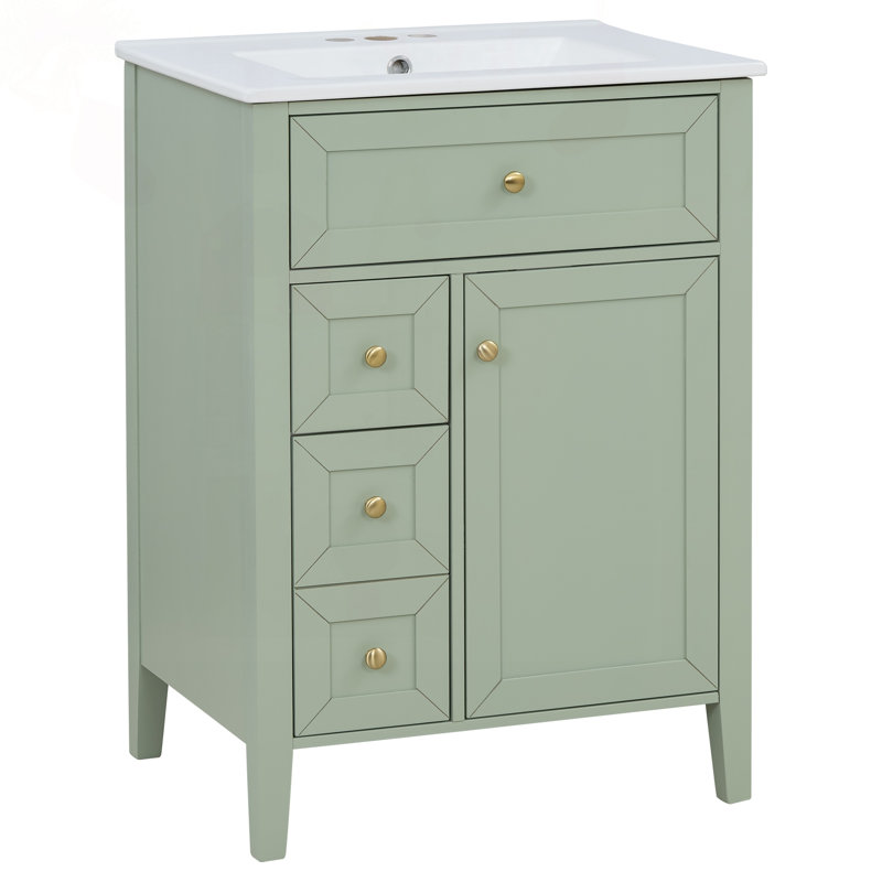 Meuble-lavabo de 24 po avec lavabo, tiroir coulissant et 2 tiroirs coulissants