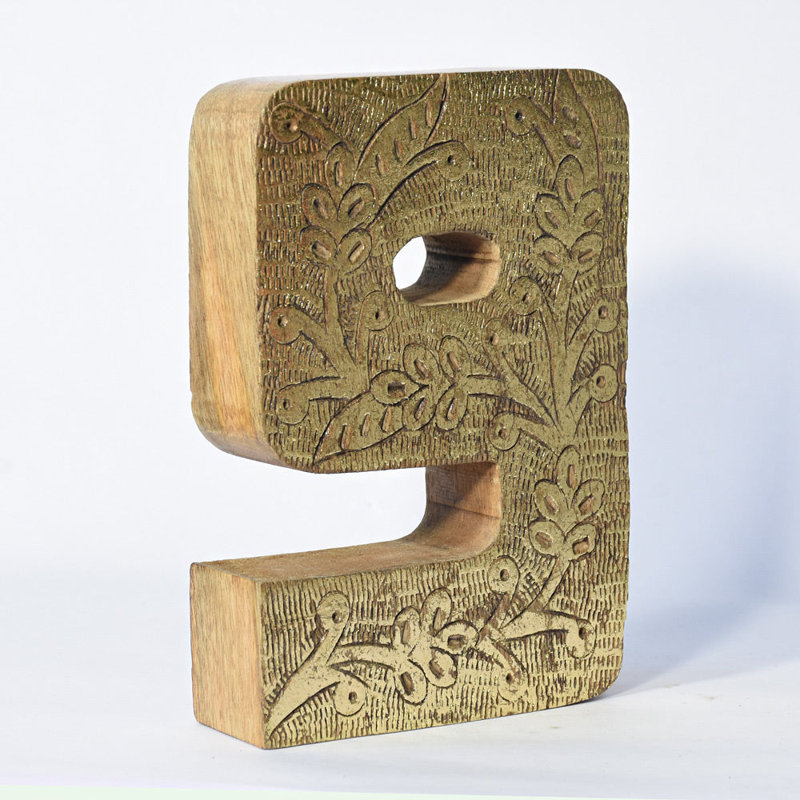 Haddam Text & Numbers Letter Block, Gold, 9