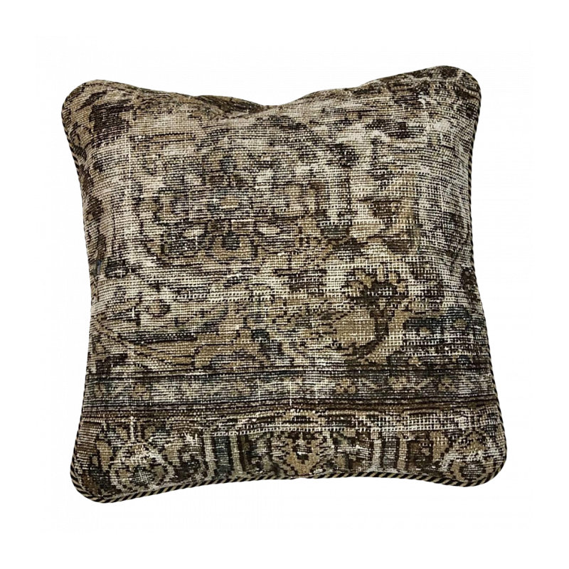Wool Square Pillow Cover & Insert, Beige Geometic