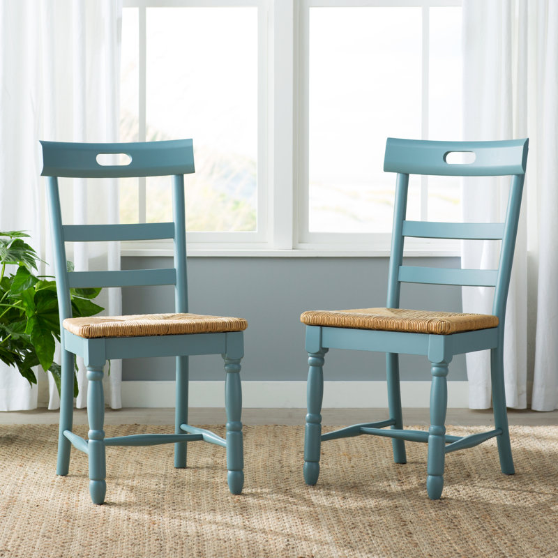 Pollmann 18.5'' H Solid Wood Side Chair, Antique Blue