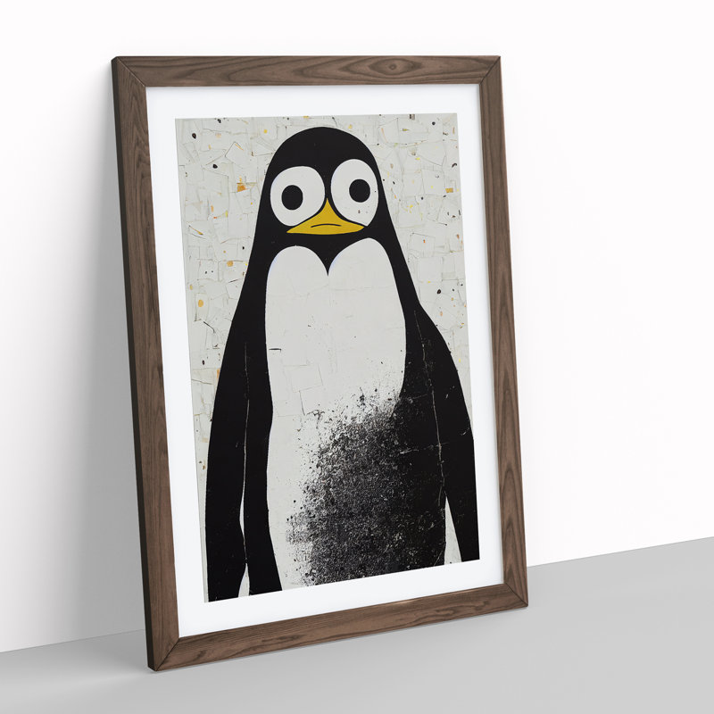 Painted Penguin No.1 - Wall Art, 34cm H x 25cm W x 2cm D, Walnut