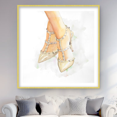 Studded High Heels - Framed Matted Print for Home Decor
