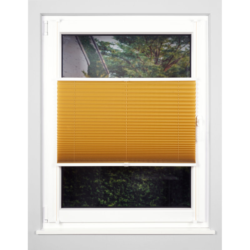Stream Klemmfix Room Darkening Pleated Blind, Gold-ochre, 130 cm L x 100 cm W