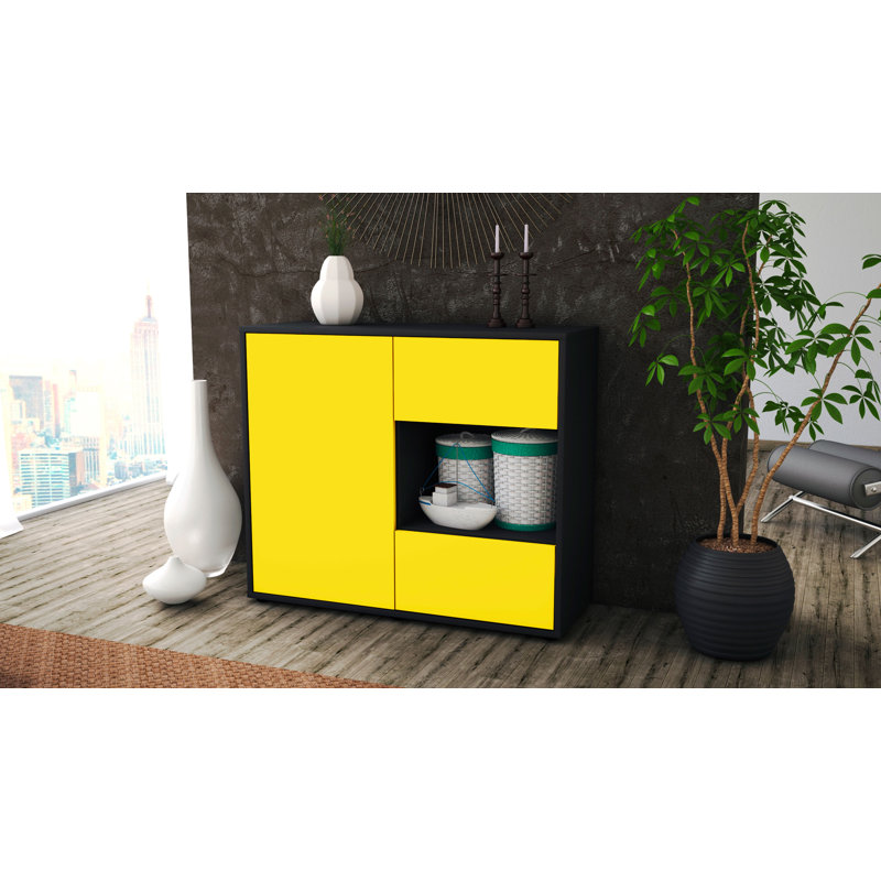 Quebec 92cm Sideboard, Charcoal/Yellow