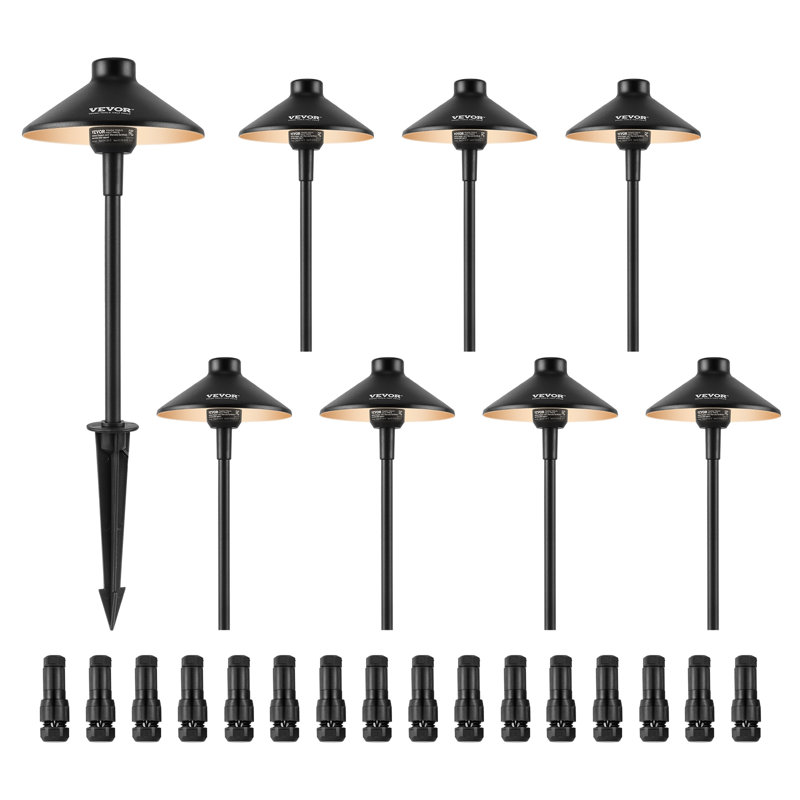 VEVOR 8-Pack Black Aluminum LED Pathway Lights with Quick Connectors