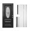 Porte d'entrée avant en fibre de verre 36 po x 80 po avec verre décoratif ovale, cadre en PVC blanc 4-9 / 16 po et moulure de brique, démontable, ouverture à gauche, noir-134384164-134384165