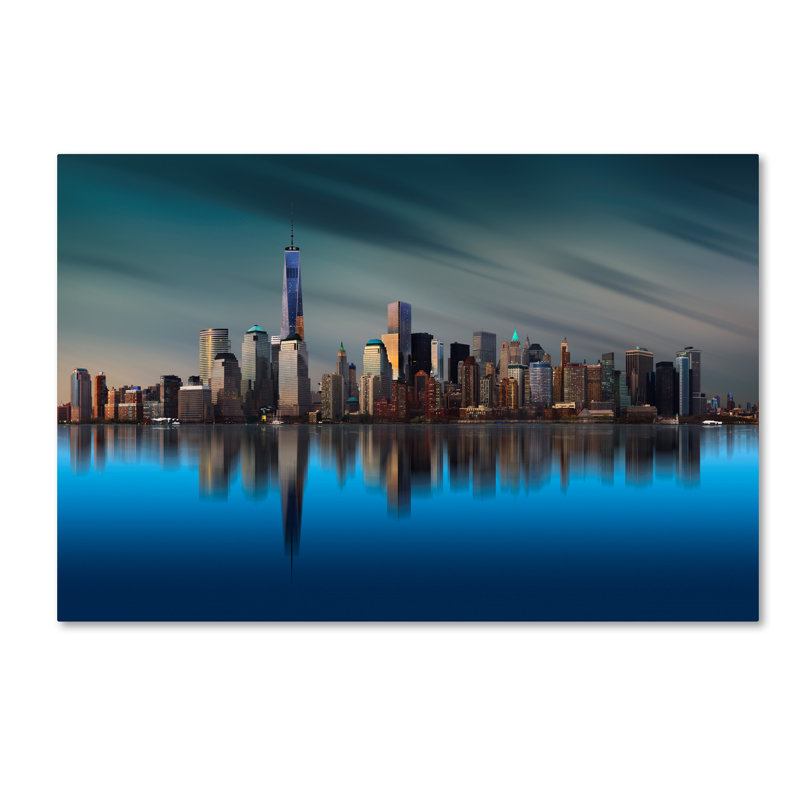 « new york world commercial center », reproduction d’impression sur toile tendue, H 12 po x l 19 po