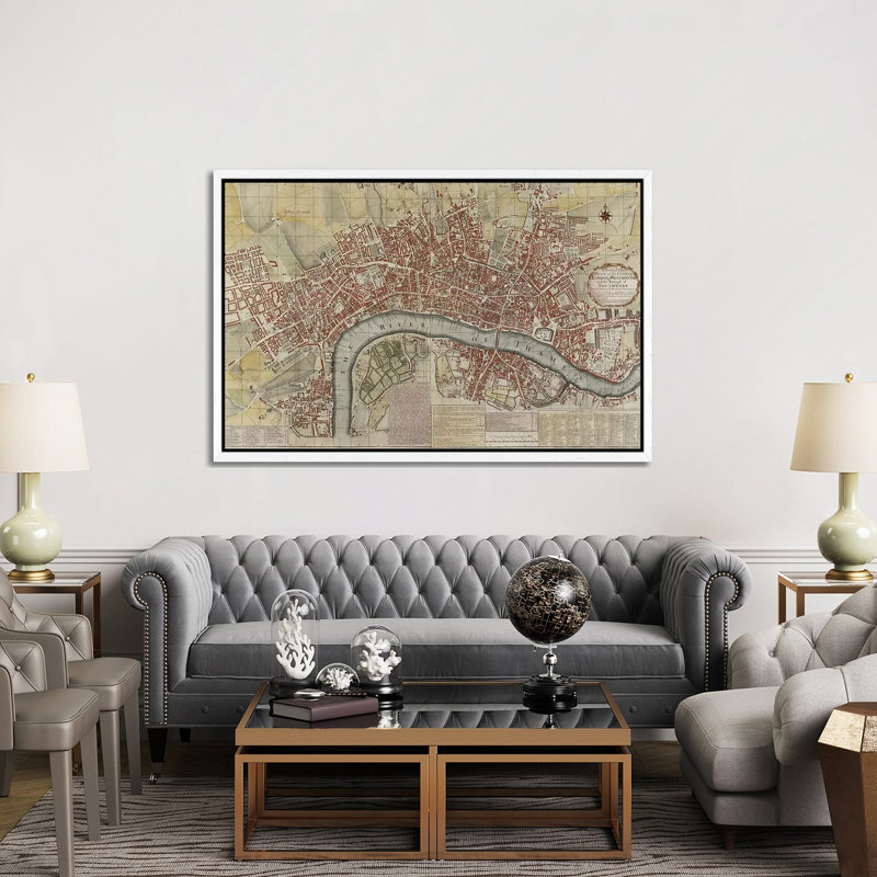 A New And Exact Plan Of The Cities Of London And Westminster And The Borough Of Southwark, 1725 by English School - Gallery-Wrapped Canvas Giclée on Canvas