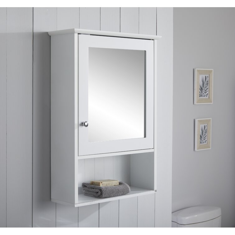 Kaukauna 465mm W 670mm H Surface Frameless Medicine Cabinet with Mirror 2 Fixed Shelves