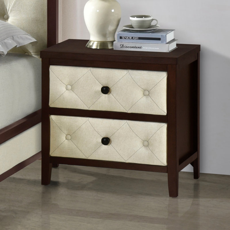 Table de chevet, Cerise espresso / beige