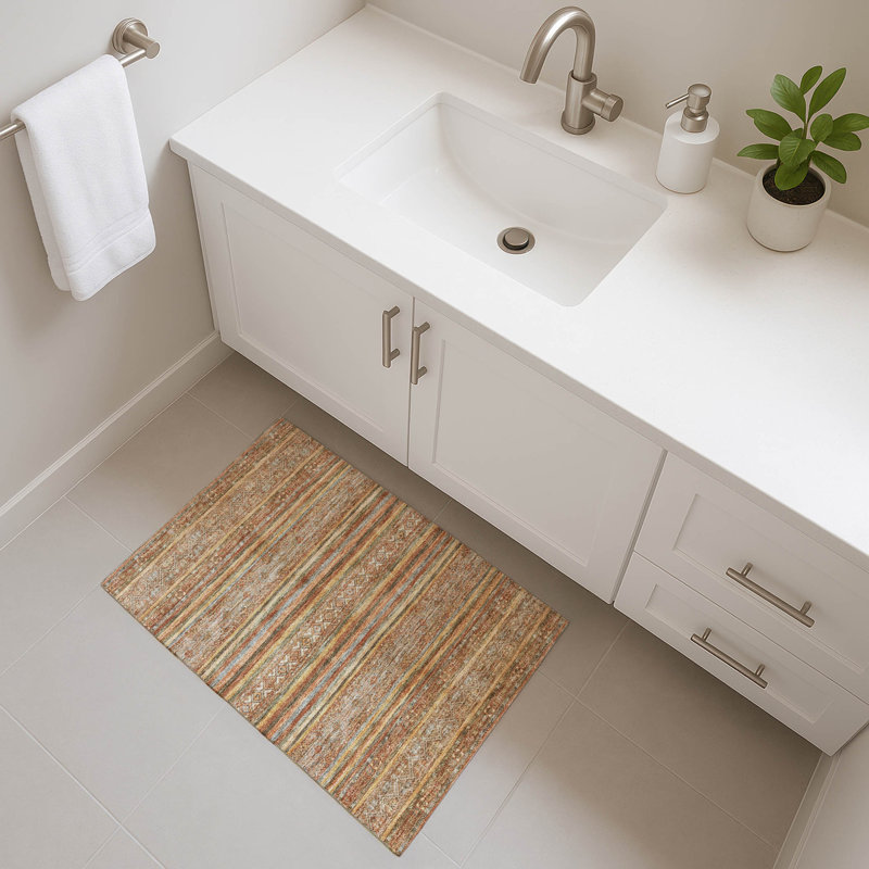 Tapis à rayures de qualité supérieure lavable à la machine AMF1644, Rectangle 1 pi 8 po x 2 pi 6 po