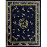 Hand Knotted Wool Area Rug in Blue