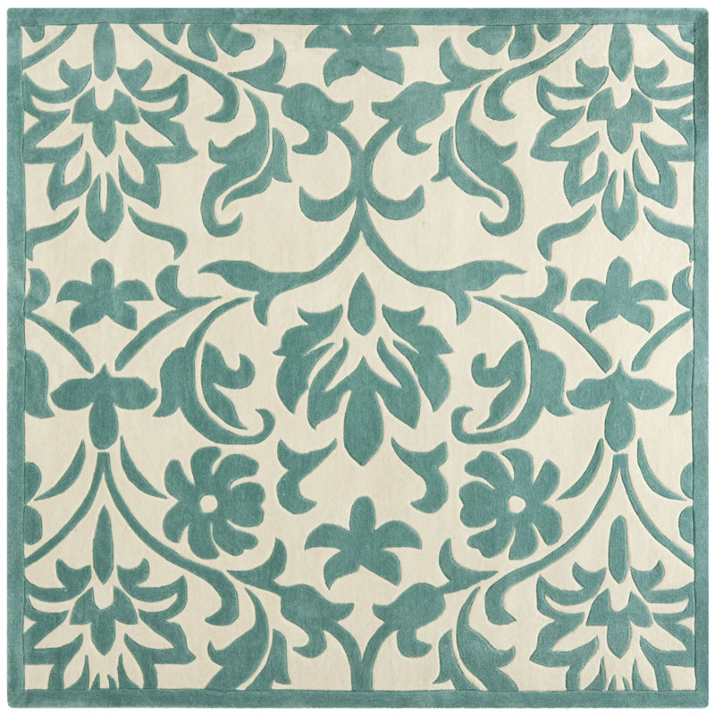 Modern Art Hand Tufted Performance Floral Rug, Square 7'
