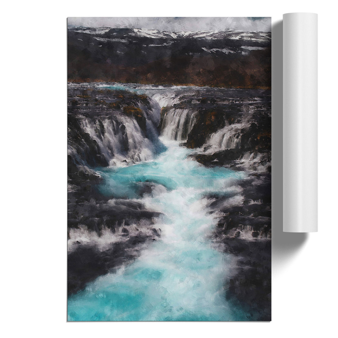 Bruarfoss Waterfall in Iceland Painting - Frameless Print