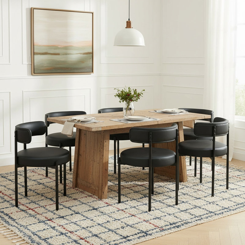 Chaises d'appoint rembourrées en similicuir, Noir mat, 6
