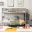 Lit superposé simple au-dessus de simple avec rangement et barrière de sécurité pour chambre à coucher, dortoir, escalier de couleur grise-1438960919