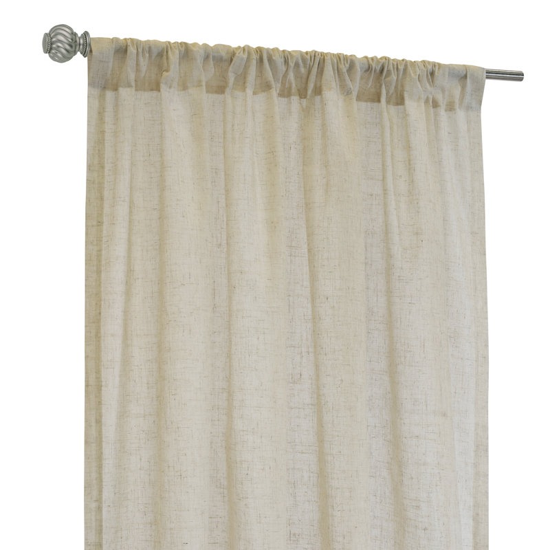 Melbin Solid Semi-Sheer Thermal Rod Pocket Single Curtain Panel, 50" W x 72" L