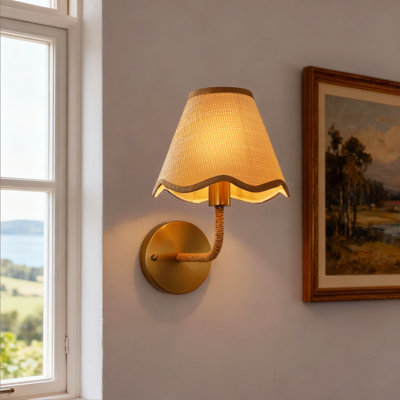7.9''(W) Rattan Bohemian Wall Sconce Lamp Bedside Armed Sconce Light Farmhouse Style