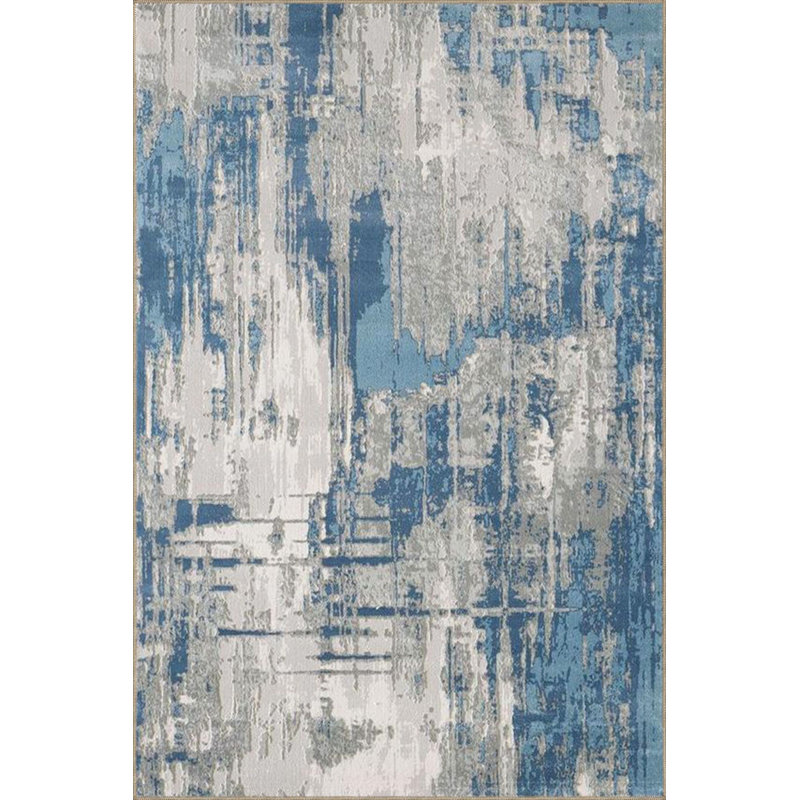 Tapis décoratif bleu pastel lavable à la machine, Carré 4 pi 11 po