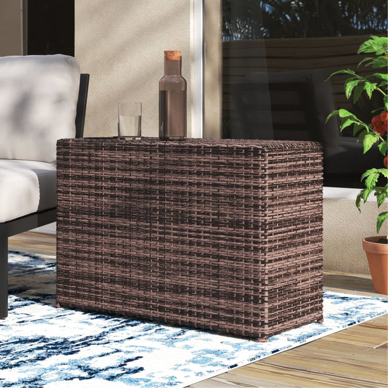 Table d'appoint fonctionnelle en résine, structure rouille, 2 compartiments à boissons, table d'appoint 13,04 po X 32,3 22,58 po pour rouille de jardin et de patio, 13 po x 33 po x 22 po
