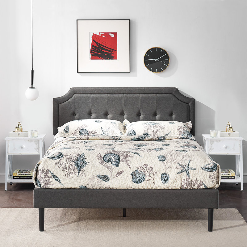 Kempst Steel Piece Bedroom Set, White, Queen