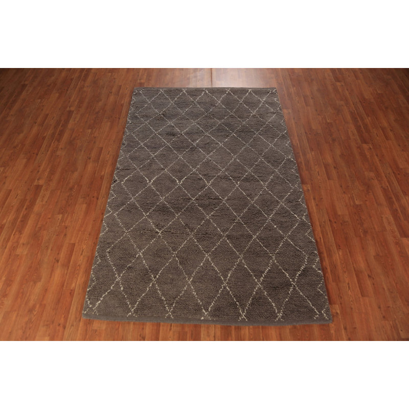 Tapis brun à motif de treillis brun All-Over 5 x 8