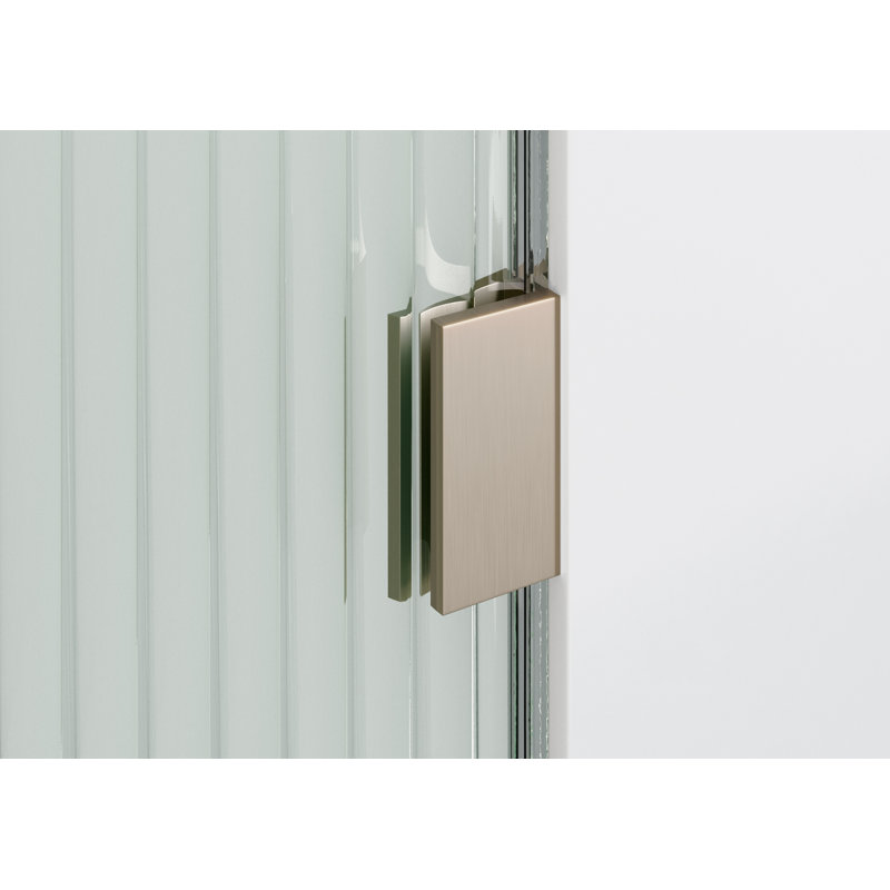 Aurora 40 in. x 78 in. Fully Frameless Fluted Radius Single Fixed Shower Panel, Right, Brushed Bronze