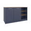 Îlot de cuisine Ginger, trois tablettes ouvertes, deux portes d'armoires avec option de rangement intérieur, îlot sur pied, organisateur de cuisine et décoration-724750560