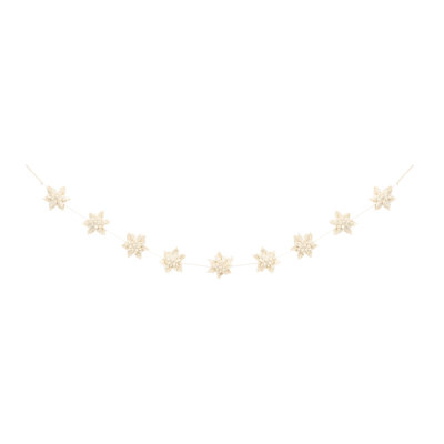 White Poinsettia Felt Garland - 72In