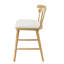 Tabouret de comptoir d'intérieur en bois rembourré, finition naturelle avec revêtement beige, style Windsor