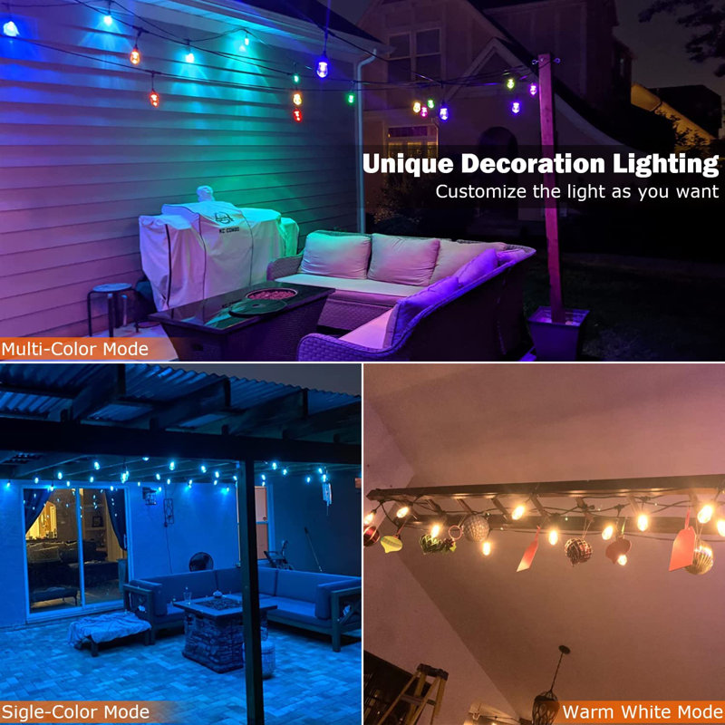 48ft 15-Bulb Color Changing Outdoor Standard String Light with Remote Control