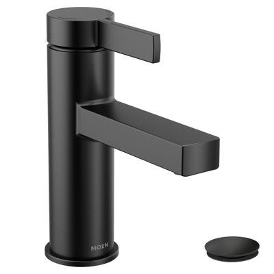 Moen Beric One-handle Single Hole Centerset Bathroom Faucet with Drain Assembly, Optional Deckplate Included