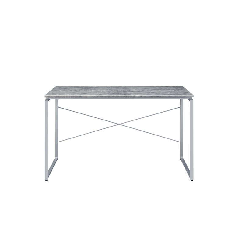 Bureau d'écriture de style industriel avec base en métal durable Jurgen, Gris / Blanc