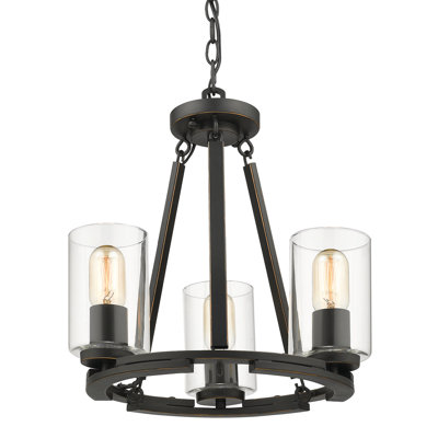 Leithgow 3 - Light Dimmable Wagon Wheel Chandelier
