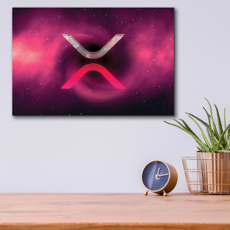 «Cosmic Crypto XRP» par Epic Portfolio, art mural en verre acrylique, H 12 po x l 16 po