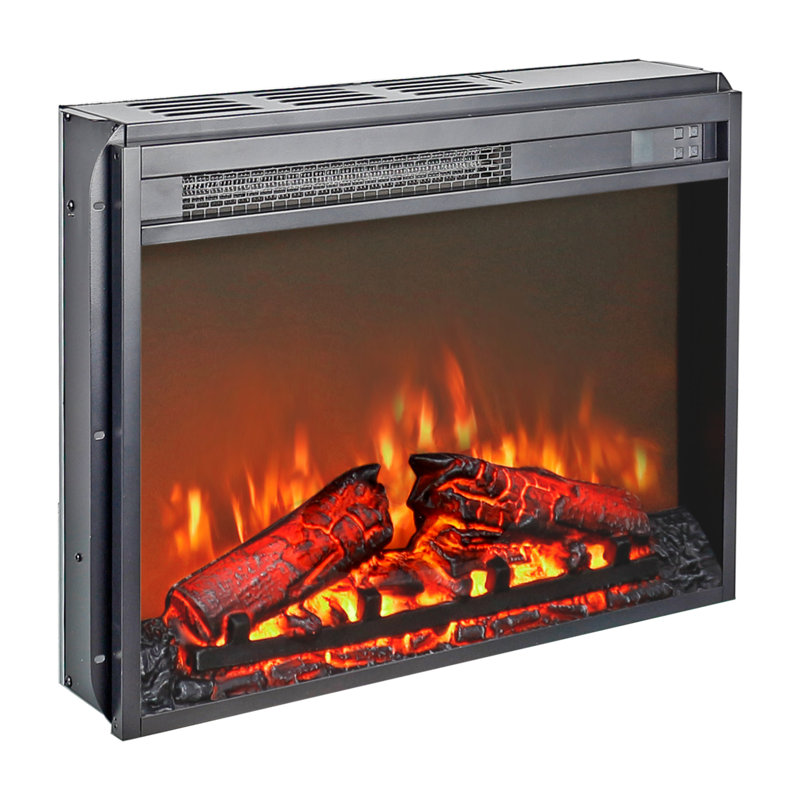 Foyer électrique encastrable 23 po - Chaufferette ultra mince avec bûche et flamme zélotique. Télécommande, minuterie, protection contre la surchauffe. 1400 W, 5000 / H, 11 réglages de température, 4 réglages de luminosité réglables. Convient à la télévision