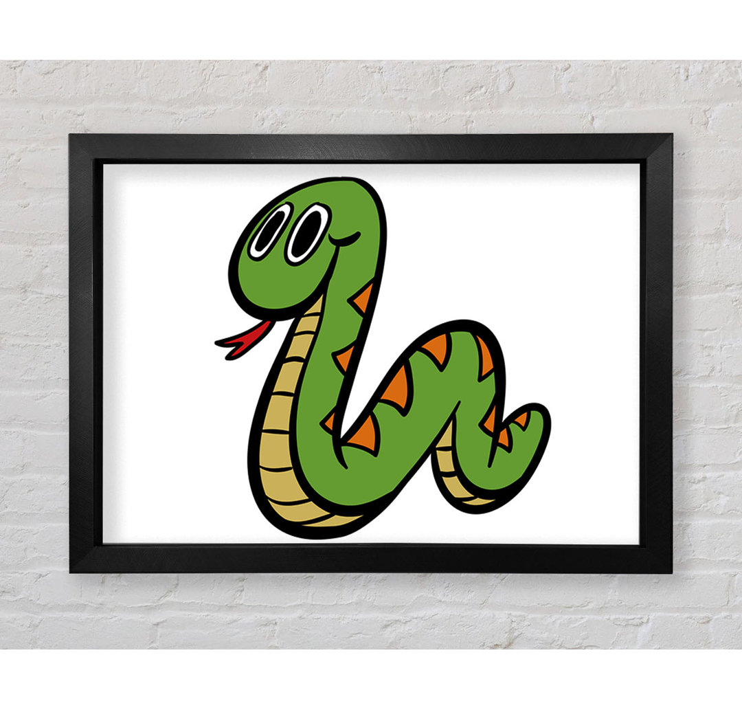 Gerahmtes Leinwandbild Cartoon Snake in Flieder