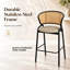 Tabouret de bar à hauteur de comptoir en cuir PU Daishun, chaise d'îlot de cuisine à dossier bas en osier moderne, tabouret de bar de luxe en acier inoxydable noir mat avec repose-pieds-1217098687-1234361836