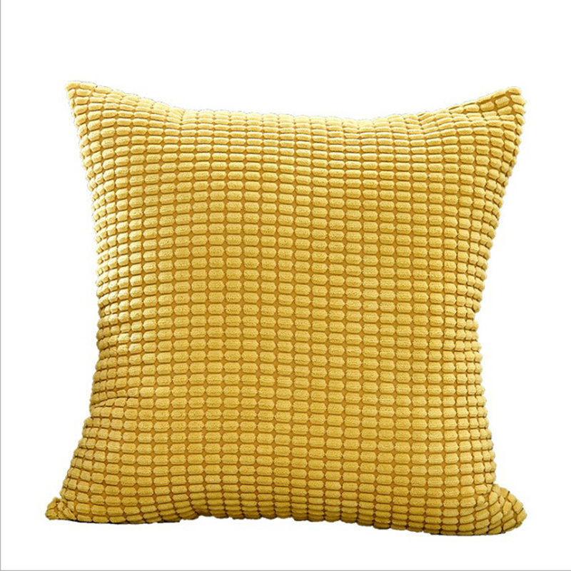  Housse de coussin carrée en polyester, jaune, 18 po x 18 po