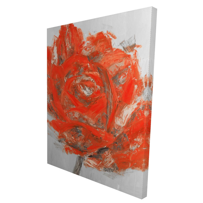 Abstrait fleur rouge - toile romantique romantique pour la maison, H 36 po x l 48 po