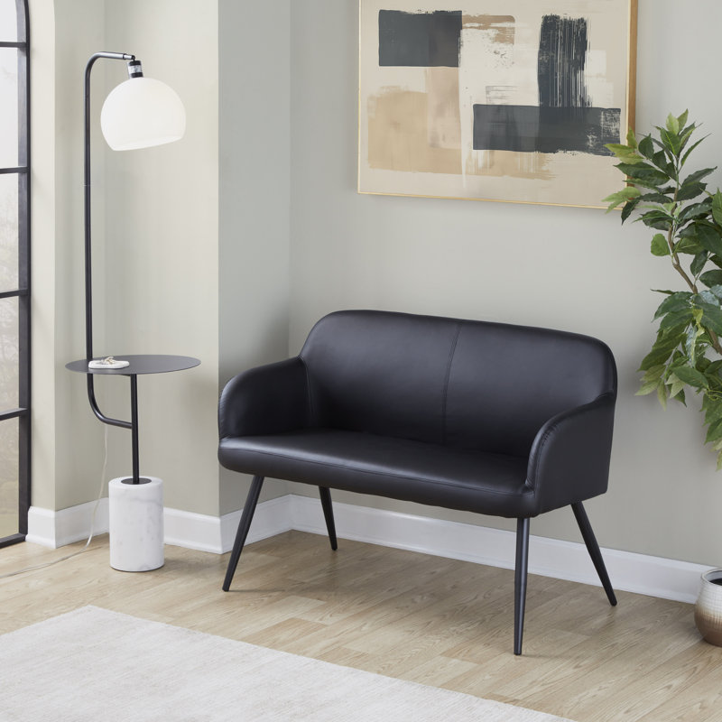 Banc en similicuir Ankney, Noir, Noir