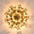 18" Antique Gold 4-Light Semi-Flush Mount Ceiling Light with Sculpted Butterfly Cage