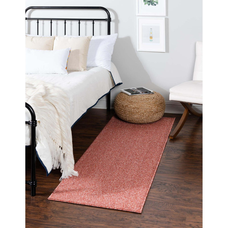Everyday Solid Machine Woven / Power Loomed Performance Rust Red Rug, Runner 2'6" x 10'
