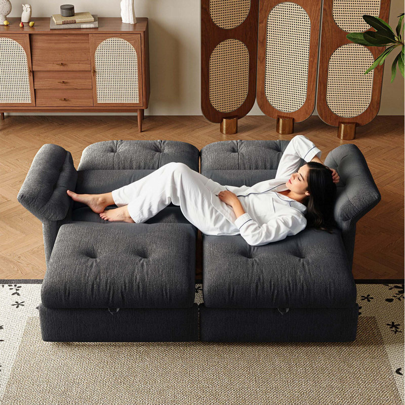 Chenille Multi-Functional Sofa with 2-in-1 Convertible Design